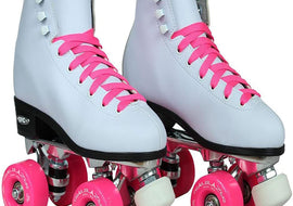 Epic Classic White & Pink Quad Roller Skates