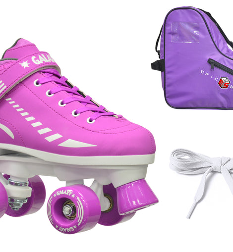 Epic Galaxy Elite Purple Quad Roller Skates Package