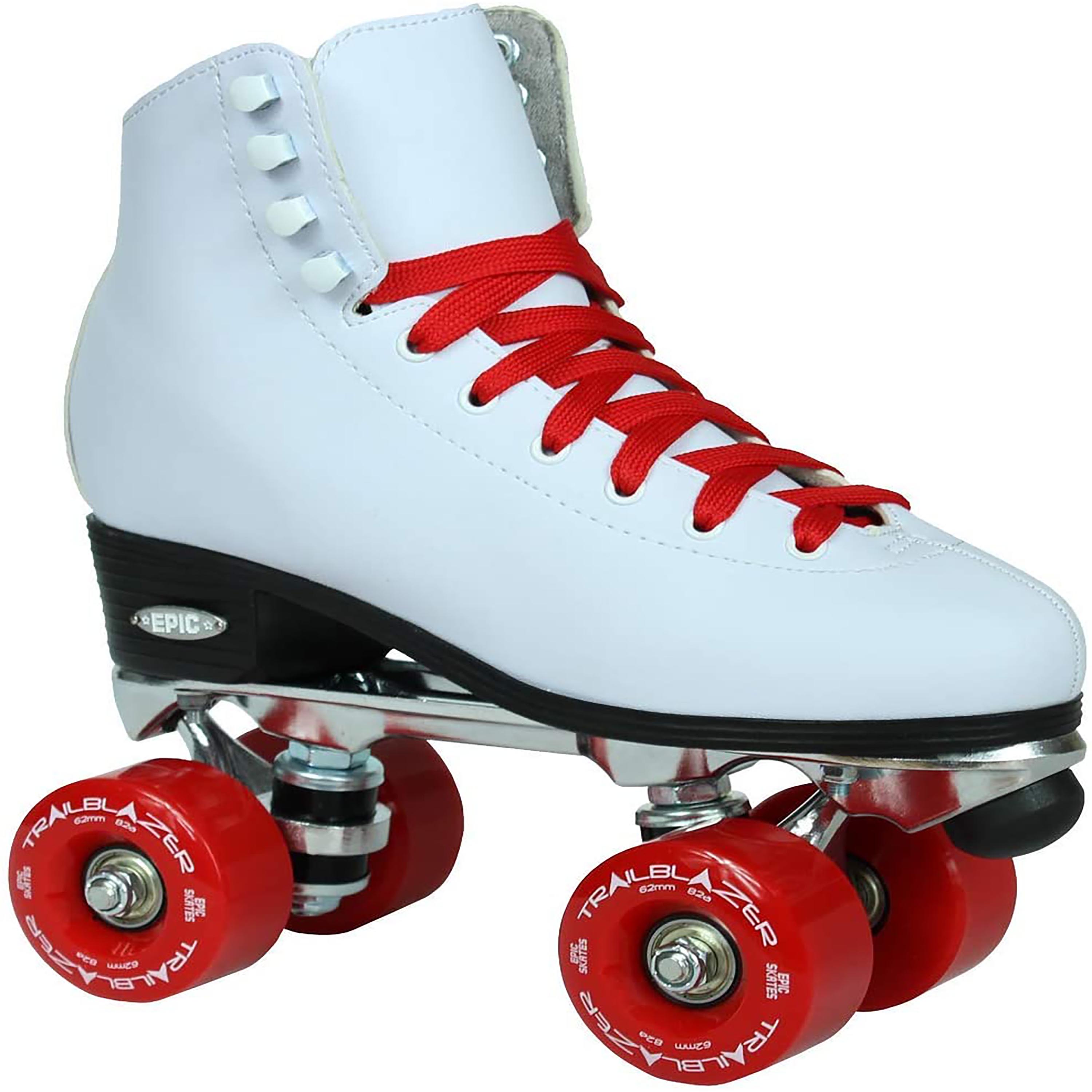 Epic Classic White & Red Quad Roller Skates