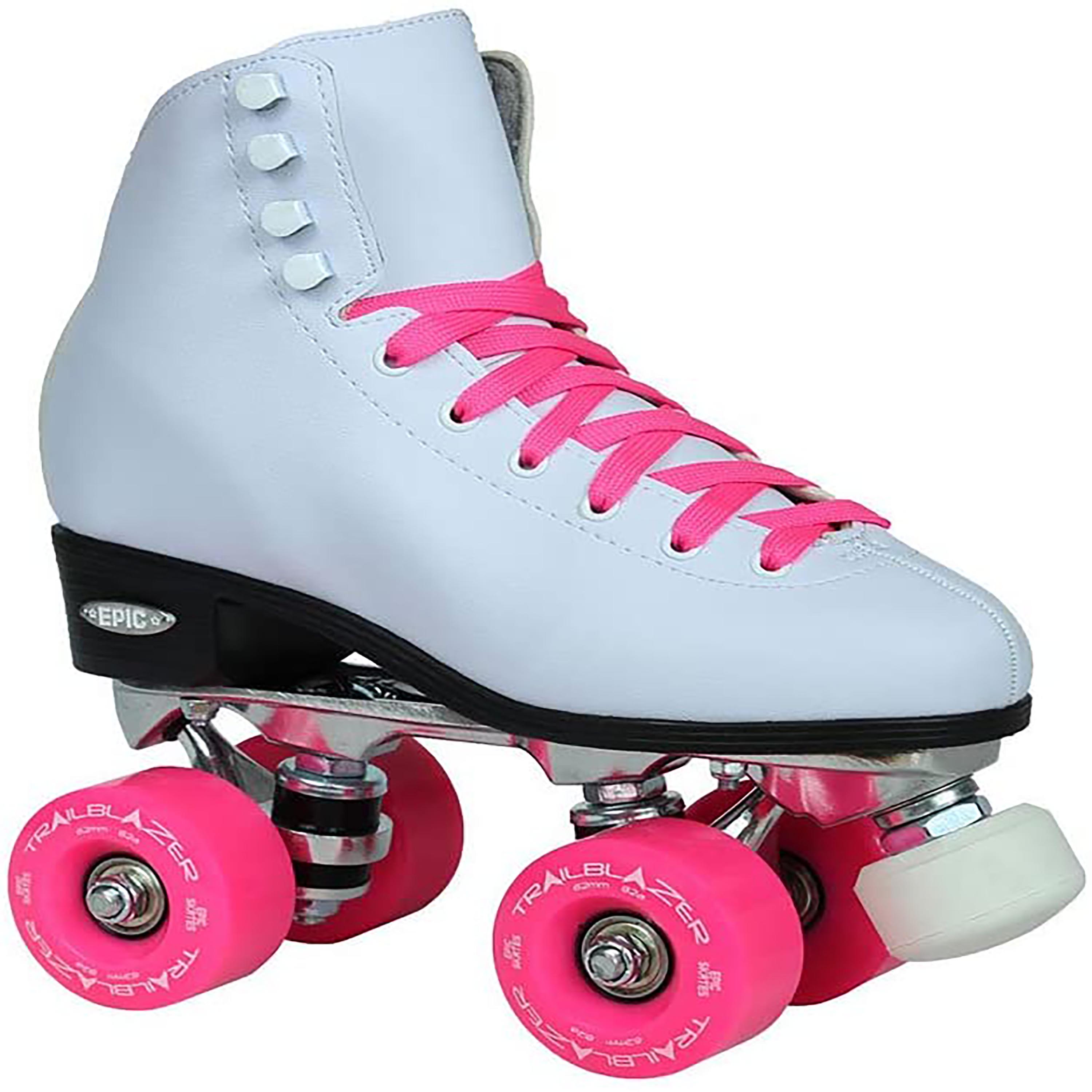 Epic Classic White & Pink Quad Roller Skates