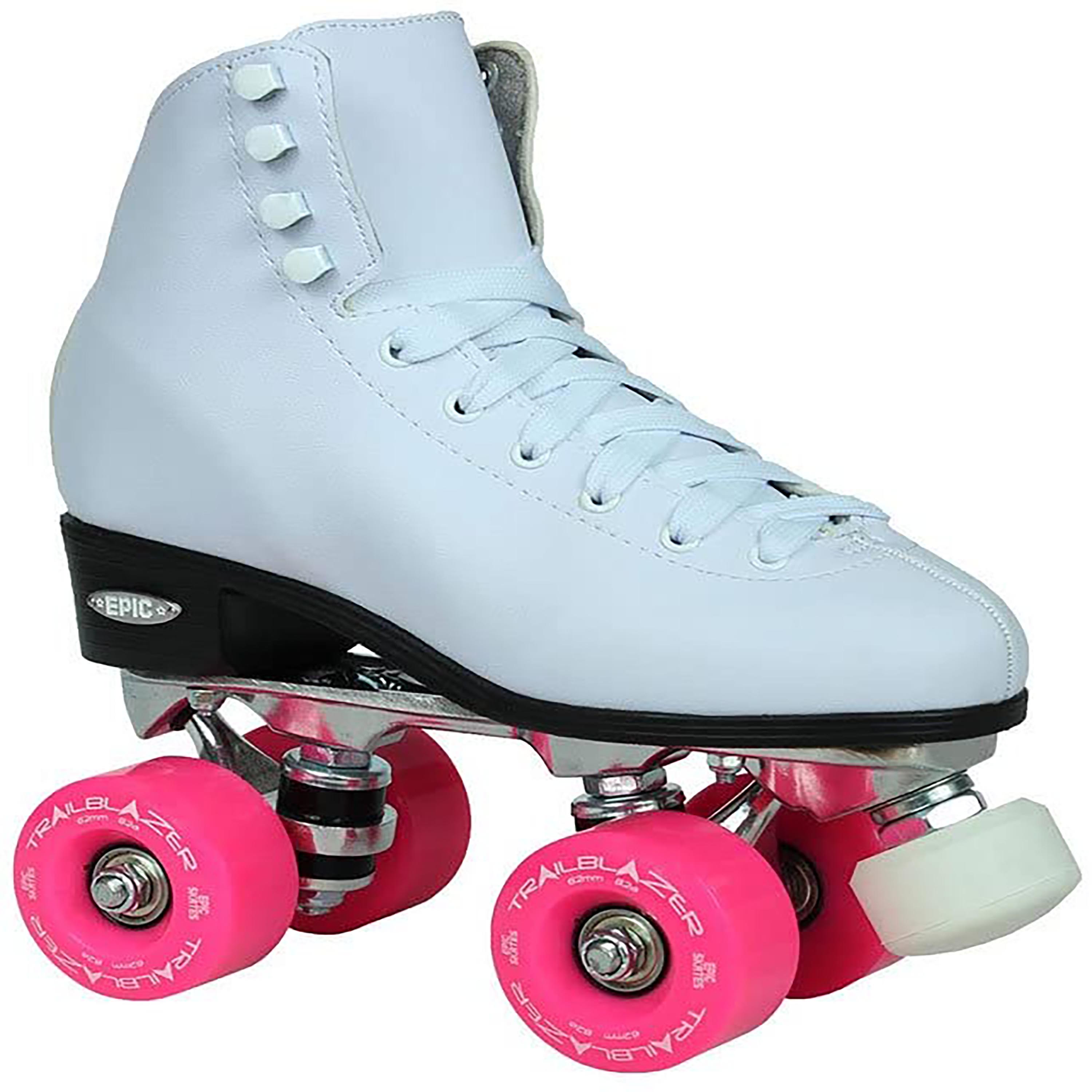 Epic Classic White & Pink Quad Roller Skates