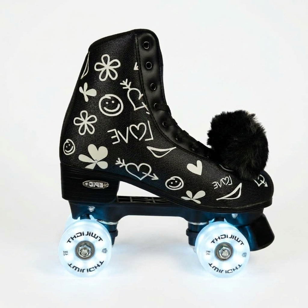 Epic Skates Black LUV LED Light Up Roller Skates