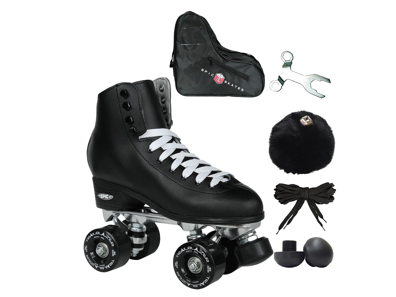 Epic Classic Black Quad Roller Skates Package