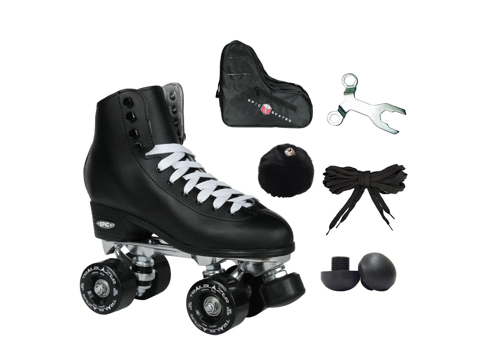 Epic Classic Black Quad Roller Skates Package