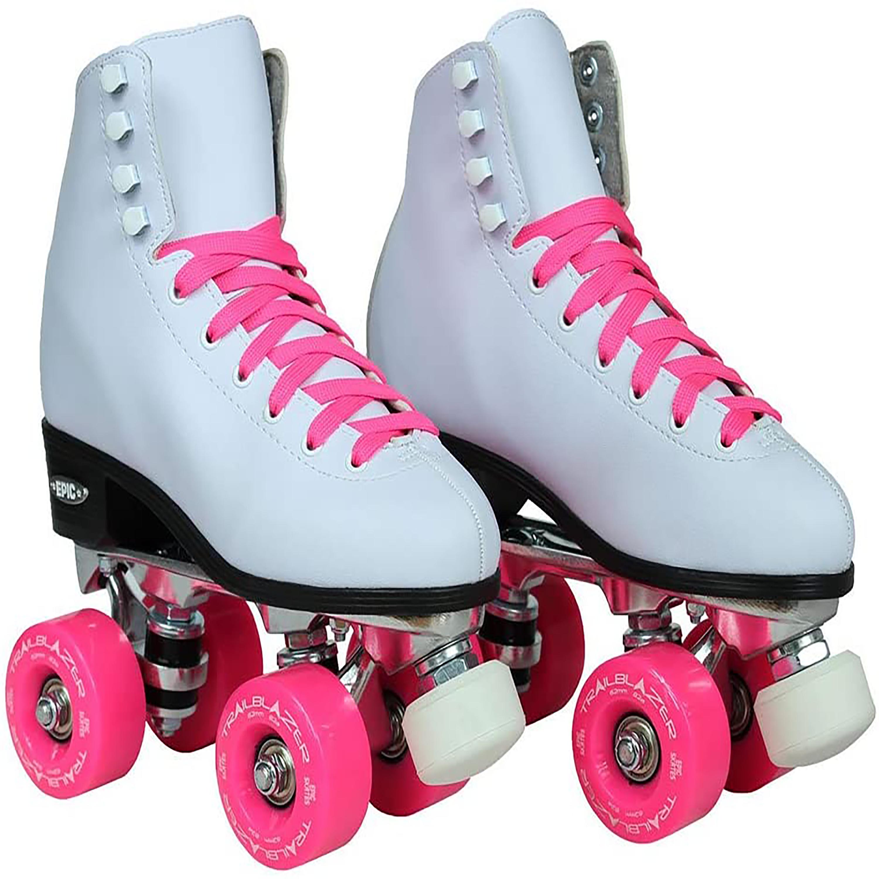 Epic Classic White & Pink Quad Roller Skates