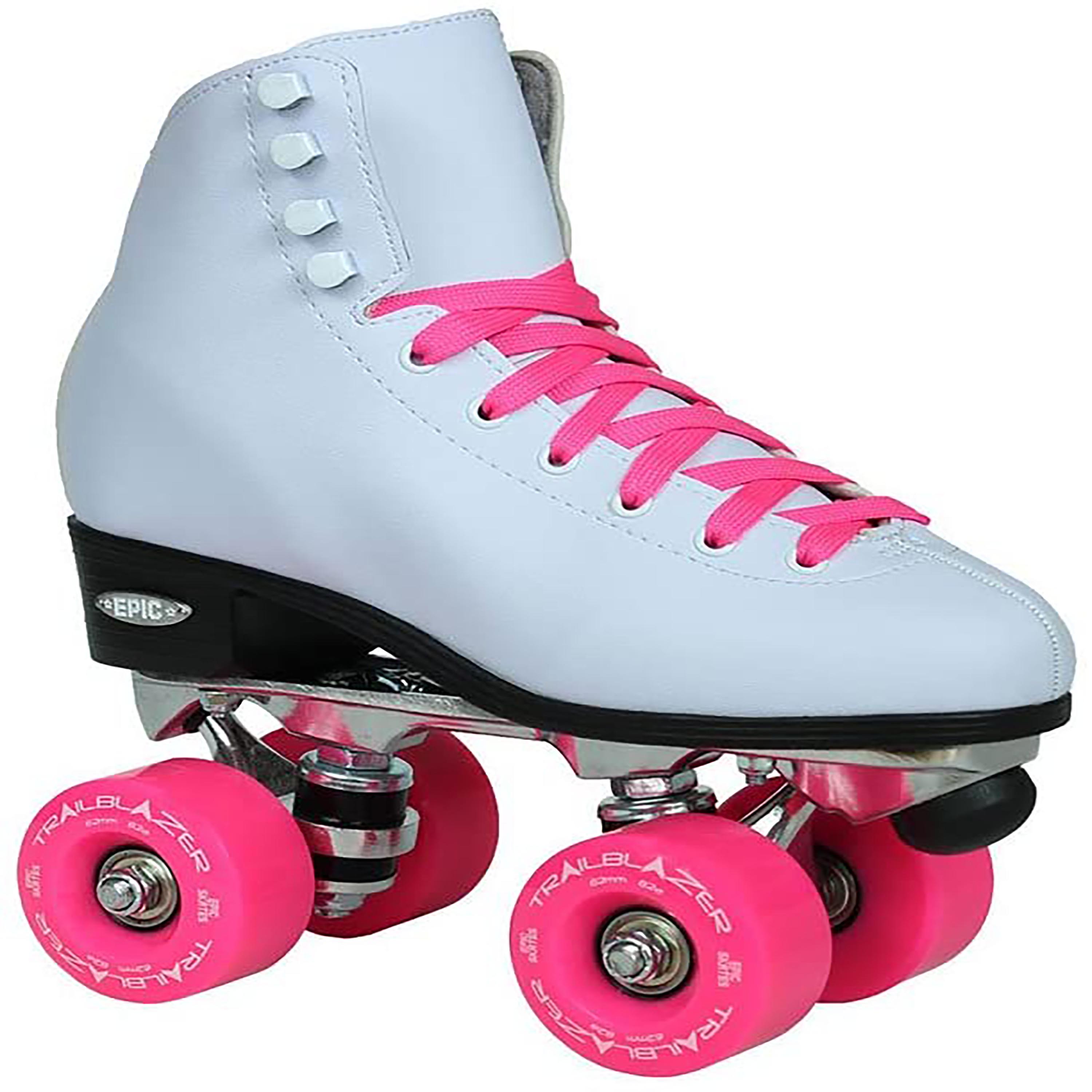 Epic Classic White & Pink Quad Roller Skates