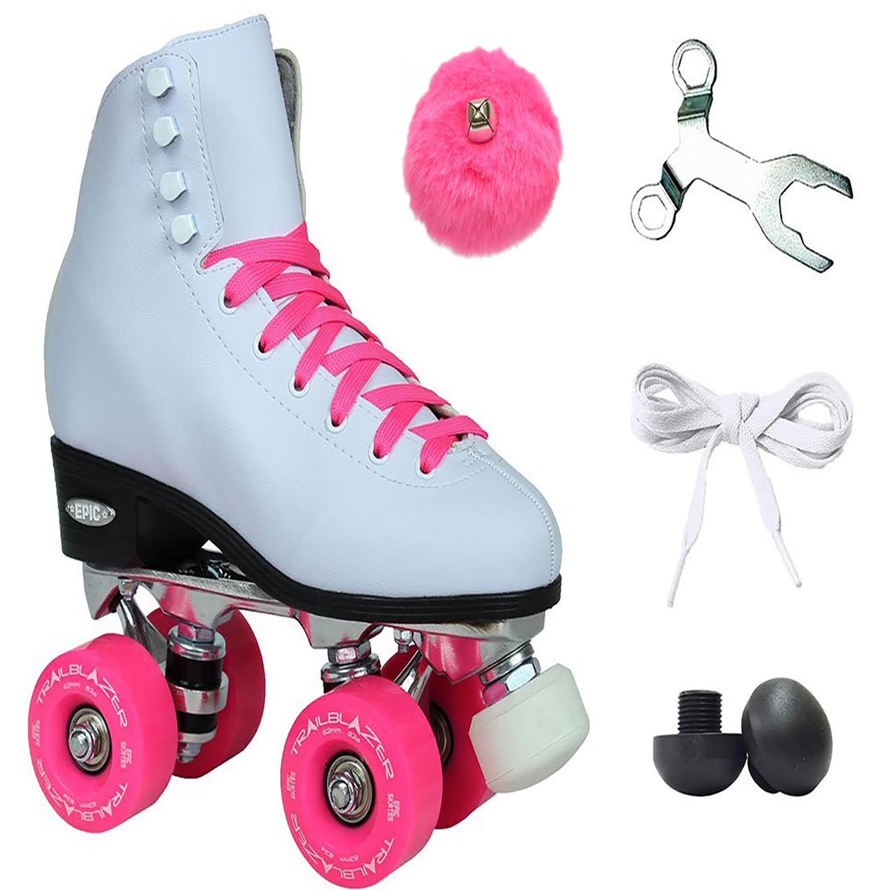 Epic Classic White & Pink Quad Roller Skates