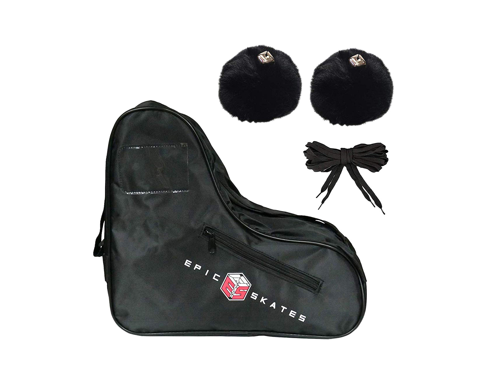 Epic Black Roller Skate Accessory 3 Pc. Bundle w/Bag, Laces, Pompoms