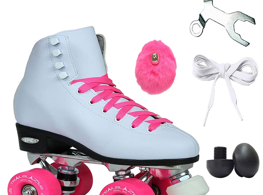 Epic Classic White & Pink Quad Roller Skates