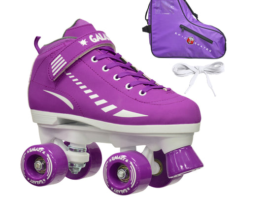 Epic Galaxy Elite Purple Quad Roller Skates Package