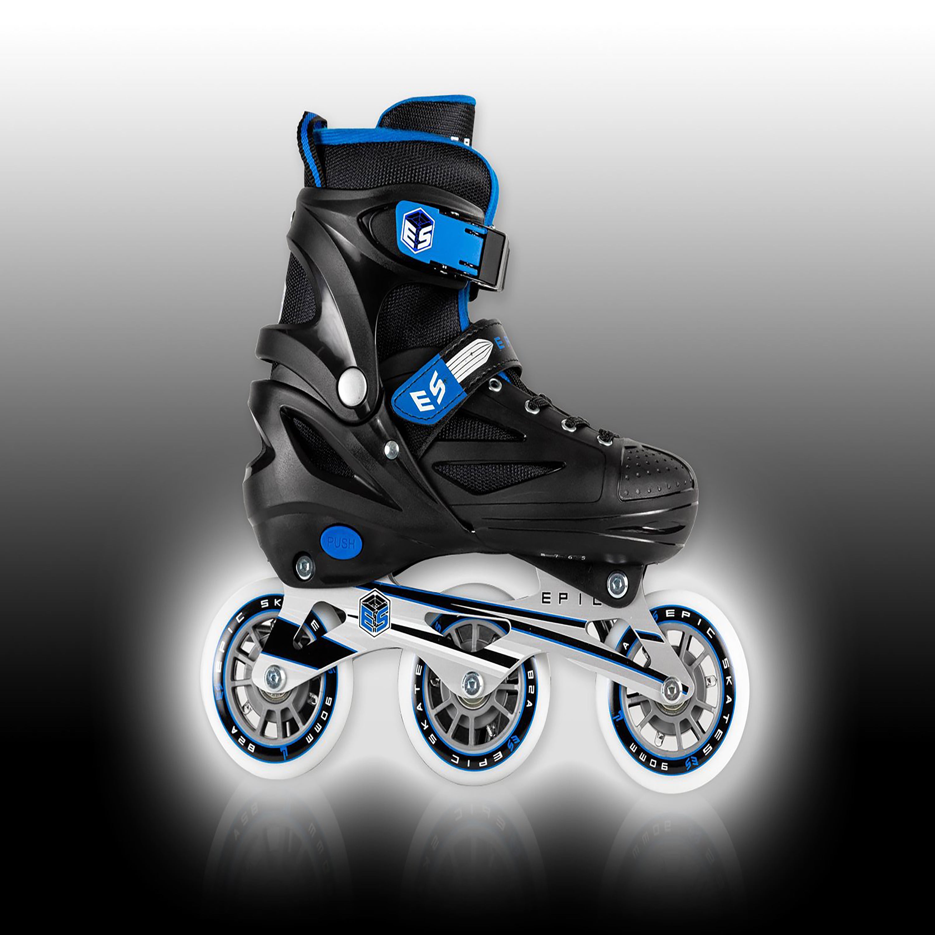 Epic Storm Adjustable 90mm 3-Wheel Bright LED Light Up Inline Speed Skates