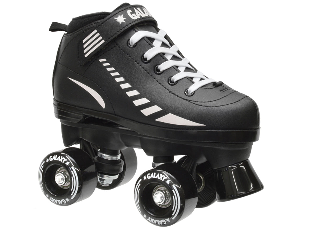 Epic Galaxy Elite Black Quad Roller Skates Package