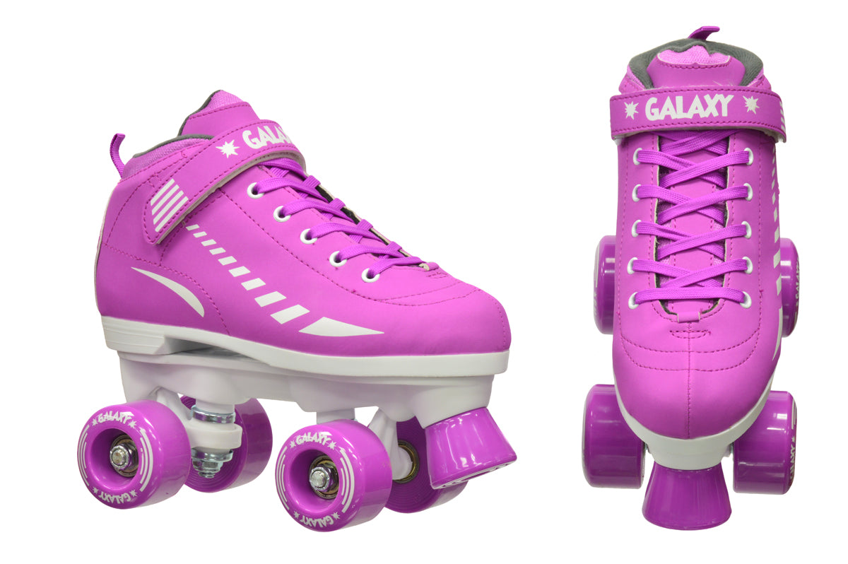 Epic Galaxy Elite Purple Quad Roller Skates Package