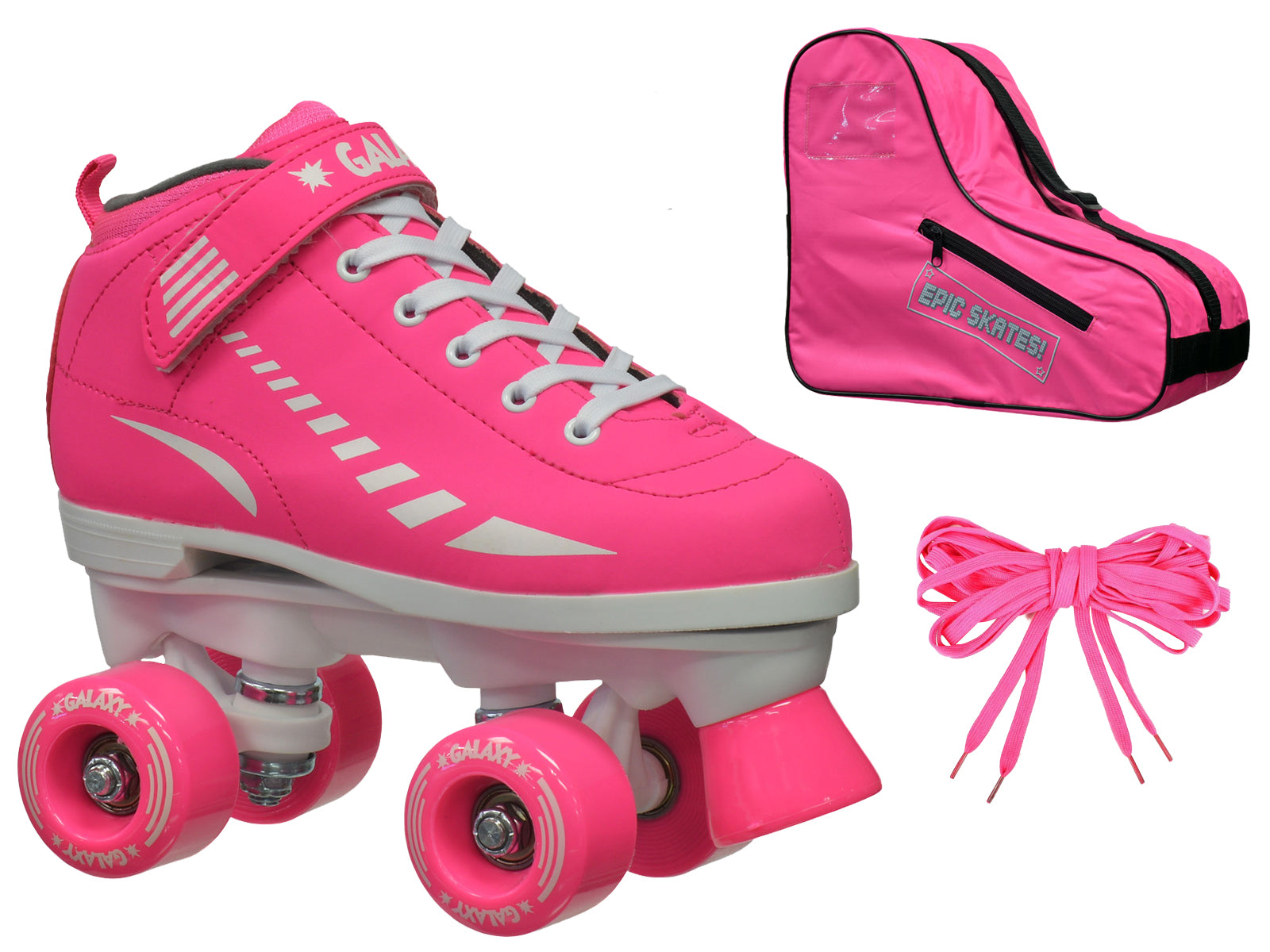 Epic Galaxy Elite Pink Quad Roller Skates Package