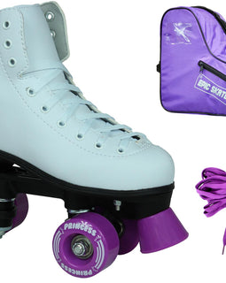 Epic Purple Princess Quad Roller Skates Package