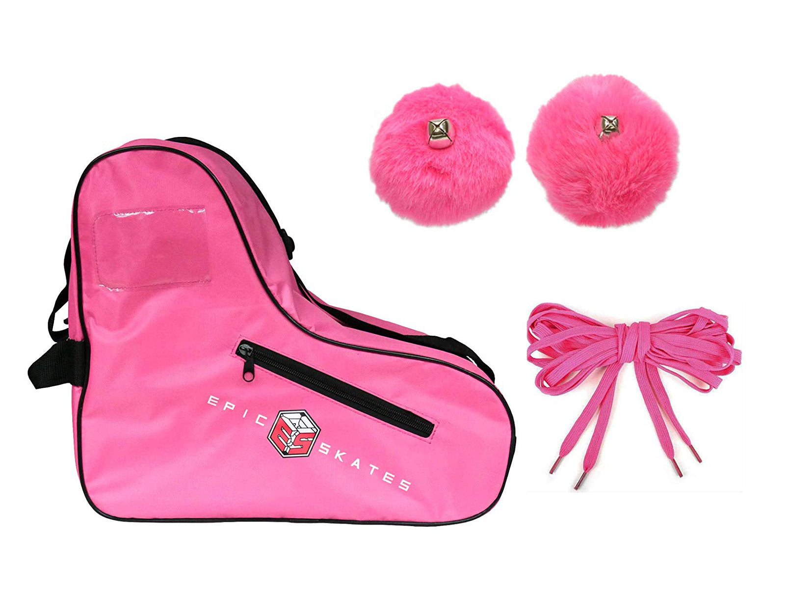 Epic Pink Roller Skate Accessory 3 Pc. Bundle w/Bag, Laces, Pompoms