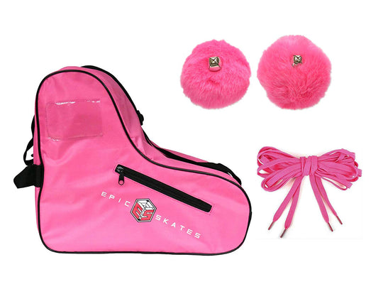 Epic Pink Roller Skate Accessory 3 Pc. Bundle w/Bag, Laces, Pompoms