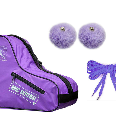 Epic Purple Roller Skate Accessory 3 Pc. Bundle w/Bag, Laces, Pompoms