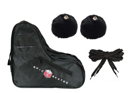 Epic Black Roller Skate Accessory 3 Pc. Bundle w/Bag, Laces, Pompoms